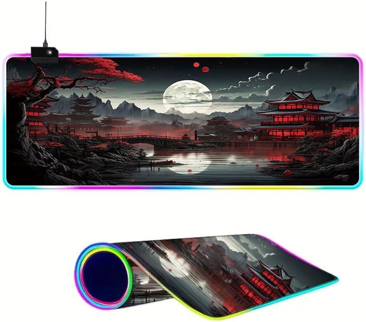 Gaming bureau-onderlegger XXL 900 x 400 mm - met ledverlichting - antislip muismat - perfect voor gamers - ShopVlot