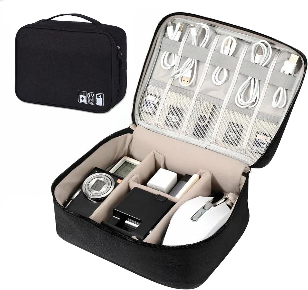 Kabelorganizer grote capaciteit - waterdicht - multifunctionele reiskabeltas - ideaal voor opladers en accessoires - ShopVlot