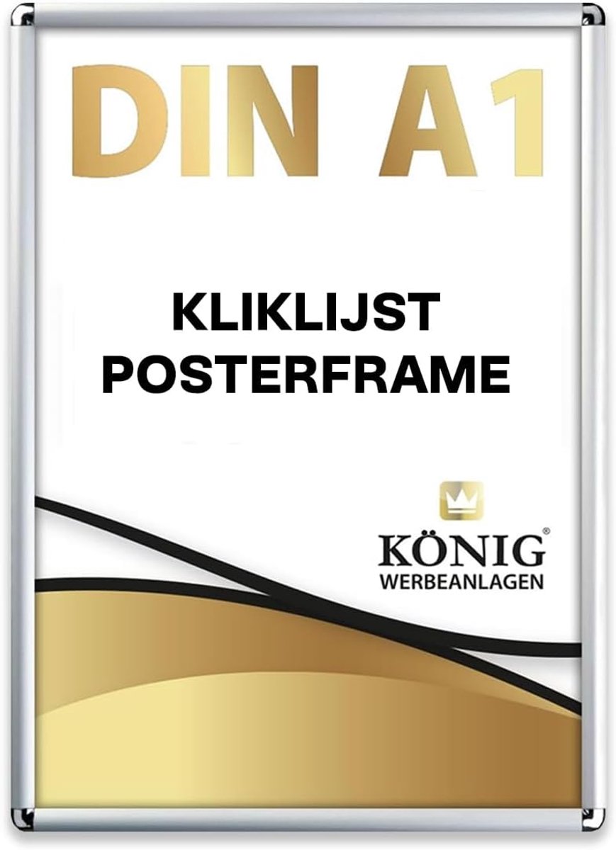 Posterframe DIN A1 - 25 mm aluminium - zilver - met anti-reflecterend paneel - ShopVlot