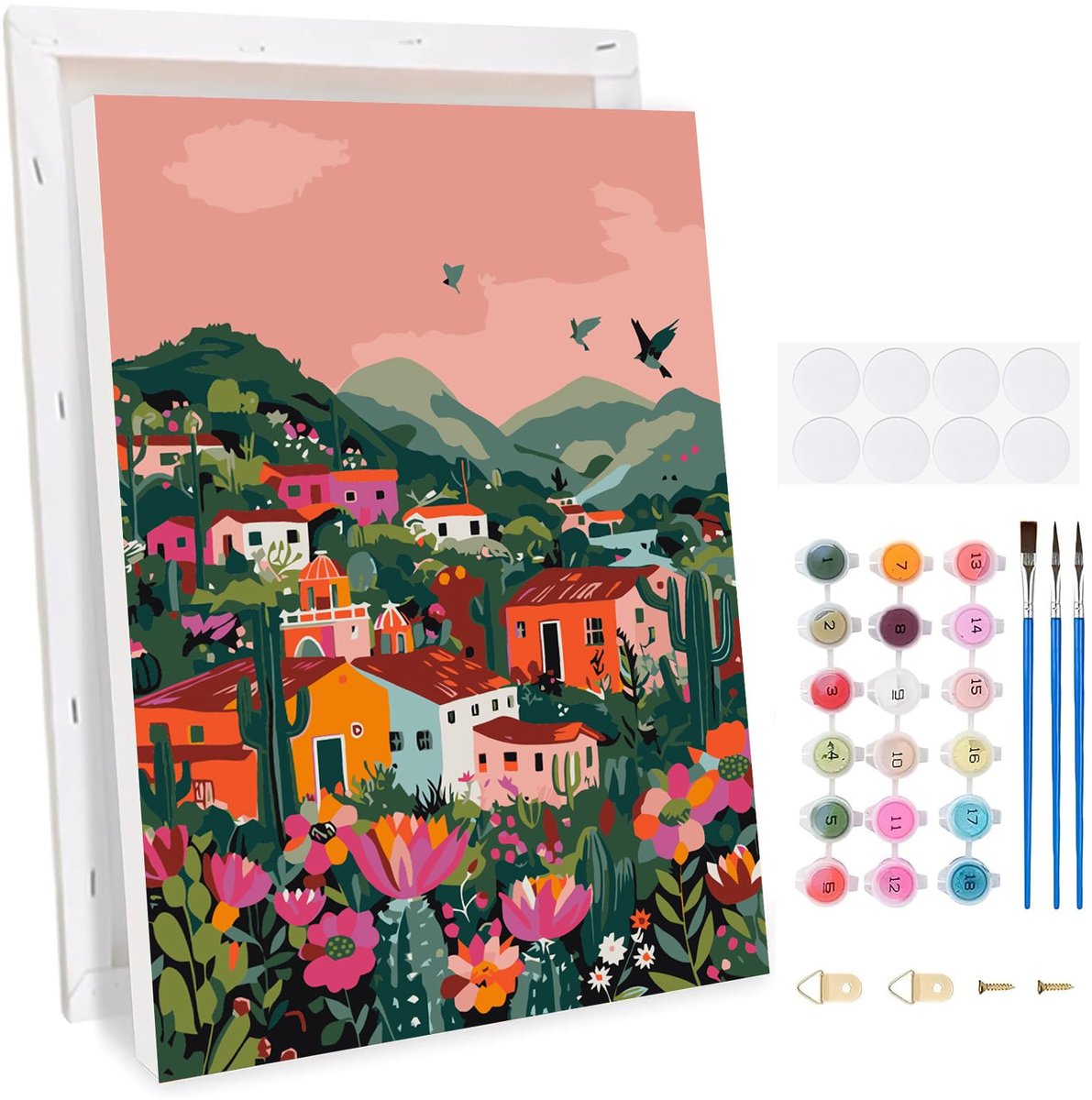 Schilderen op nummer bloemen - met lijst - voor kinderen 5-12 jaar - creatief cadeau voor meisjes en jongens - ShopVlot