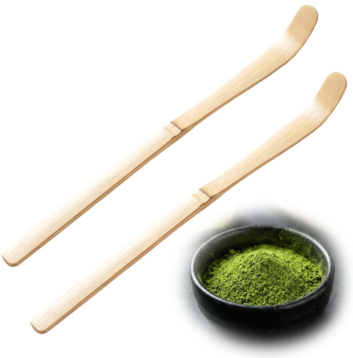 Matcha-lepels 18 cm - handgemaakt witte bamboe - traditionele theeaccessoires - exacte dosering - ShopVlot