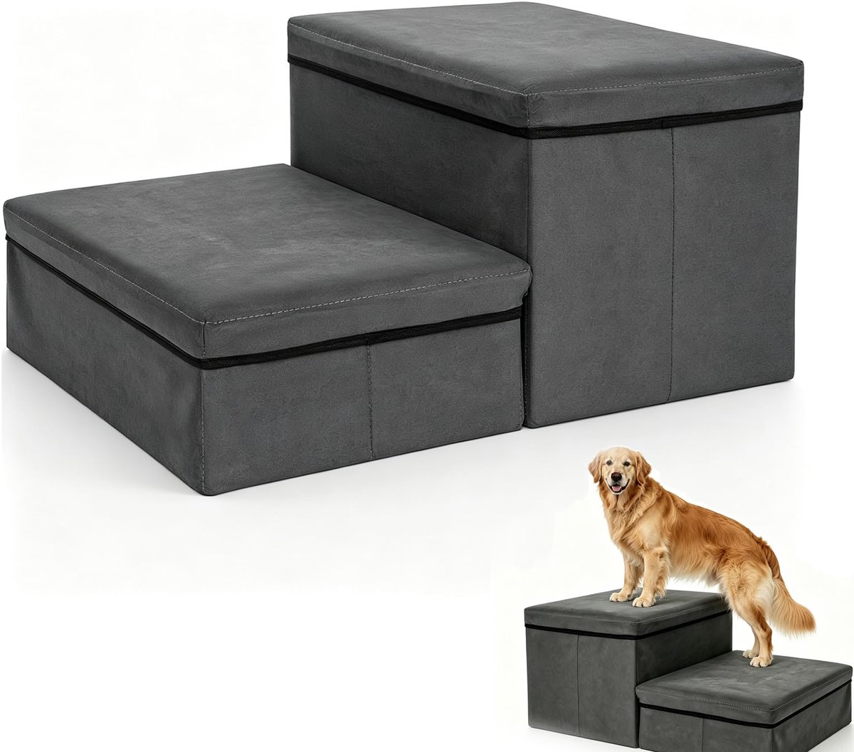 Hondentrap 2 treden - opvouwbaar - antislip - ideale huisdiertrap voor bed en bank - ShopVlot