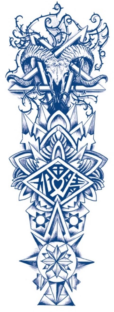 Tijdelijke sleeve tattoo skull abstract 2 weken