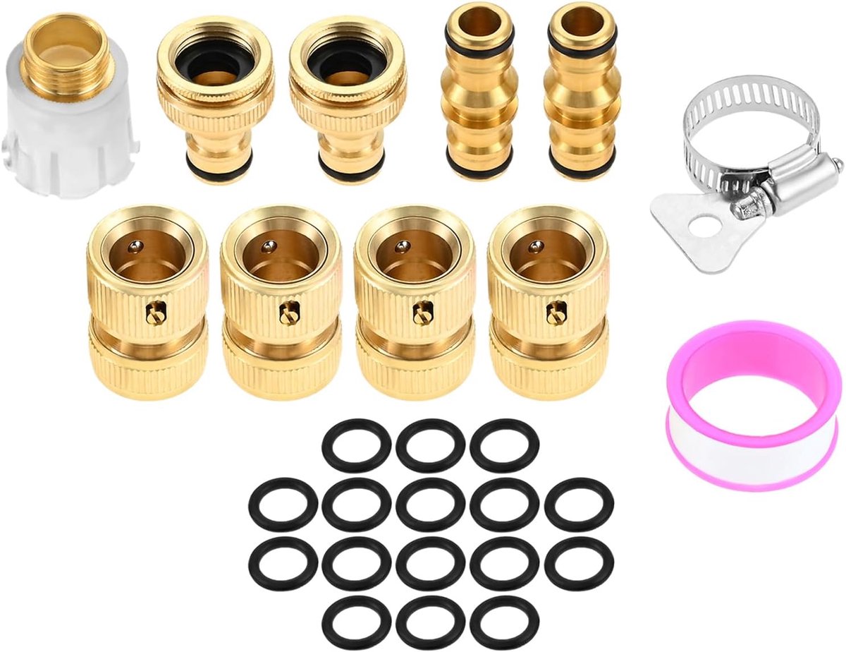 9 Pcs 1/2 Inch Hose Connector Brass Hose Coupling Quick Coupling and 3/4 Inch 2-in-1 Faucet Connector, Garden Hose - ShopVlot