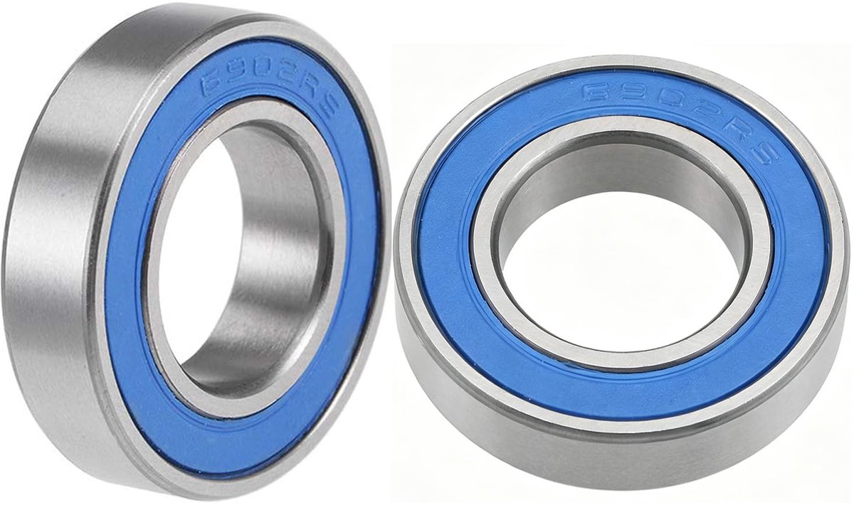 2 stuks 6902-2RS lagers 15x28x7mm dubbel afgedichte blauwe afdekking chroomstaal ABEC-3 P6 - ShopVlot