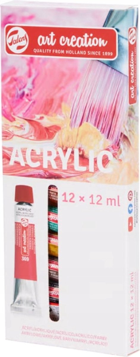 Royal Talens Art Creation Acrylverf - Meerkleurig - 12 Tubes - 12 Kleuren - 12 ml per stuk - Voor Kunstenaars - Sneldrogend