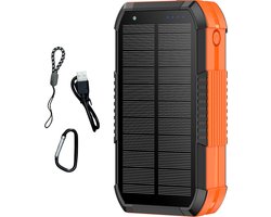 SimpSune – Solar Powerbank 51000mAh met HaNdDyNaMo + 18W Adapter – Powerbank op Zonne-energie – Snellader – Ingebouwde USB‑C Kabel – Wireless Charger 15W – PD 22.5W – 7 Outputs – Zaklamp – Noodpakket