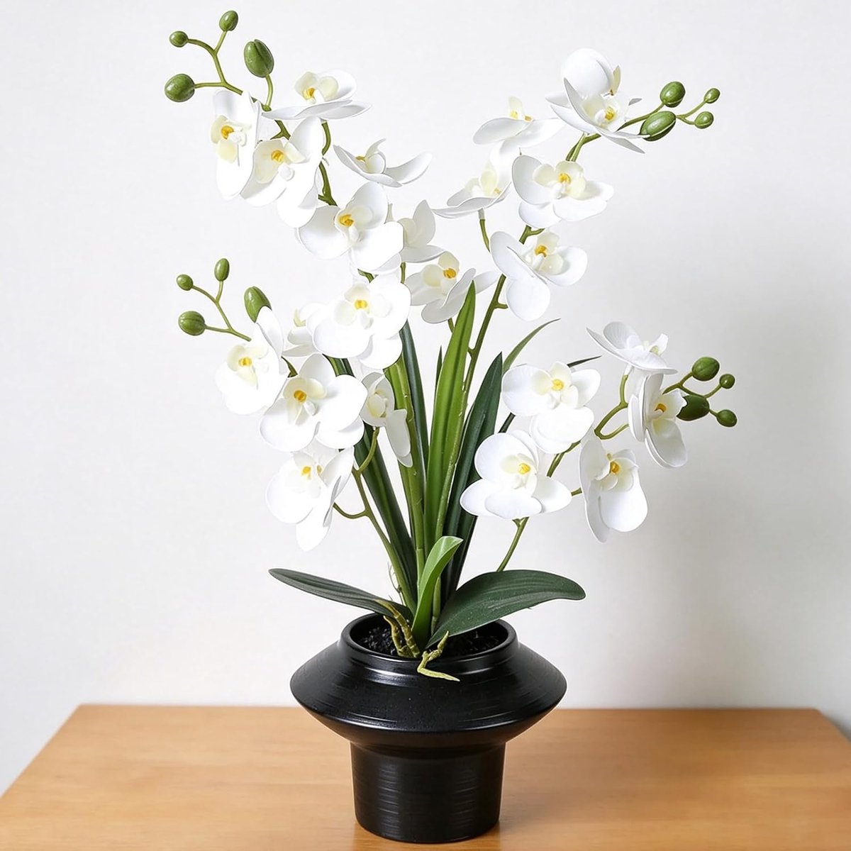 PlusFive Kunstorchideeën in pot, witte phalaenopsis kunstbloemen van zijde, 50 cm, kunstorchideeën als echt, voor - ShopVlot