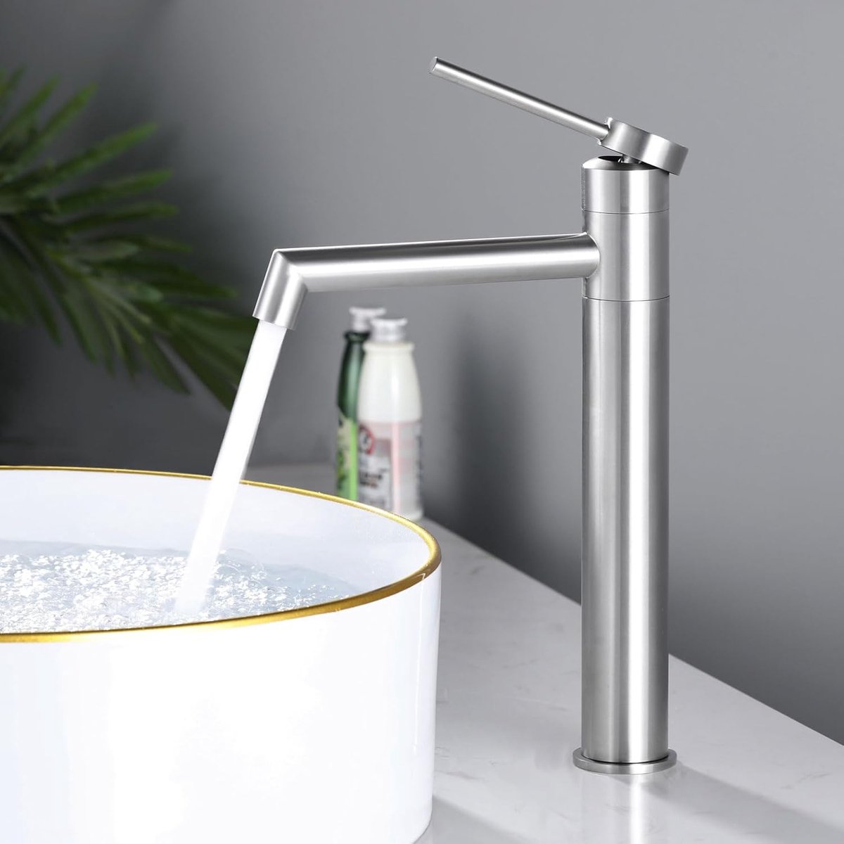 Washbasin faucet high brushed - ShopVlot