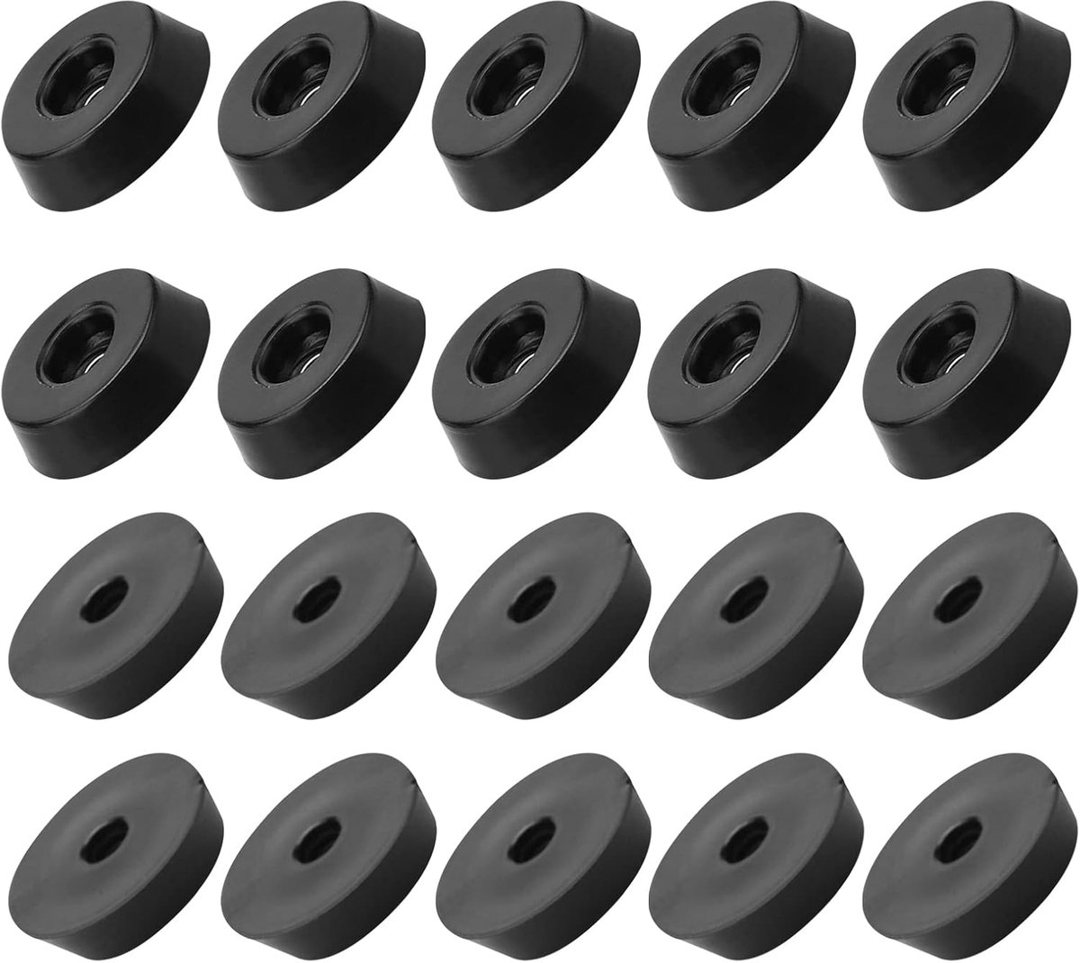 Rubberen bumpervoeten (18 x 5 mm/0,71 "x0,2") 36 stuks, ronde beenbeschermers, vloerbeschermers met metalen ring - voor thuis, tafels, stoelen, snijplank, zwart