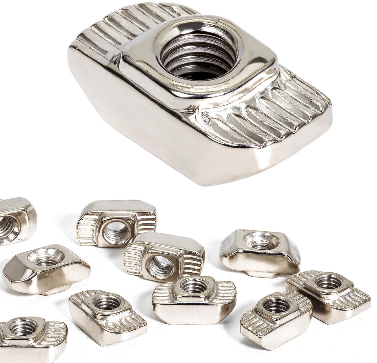 200 stuks Nutensteine als hamerkopmoer met 6mm groef en M5 schroefdraad, hamermoer van koolstofstaal voor 2020 aluminiumprofiel van de Europese norm T-Slot klinkmoeren (EU20-M5)