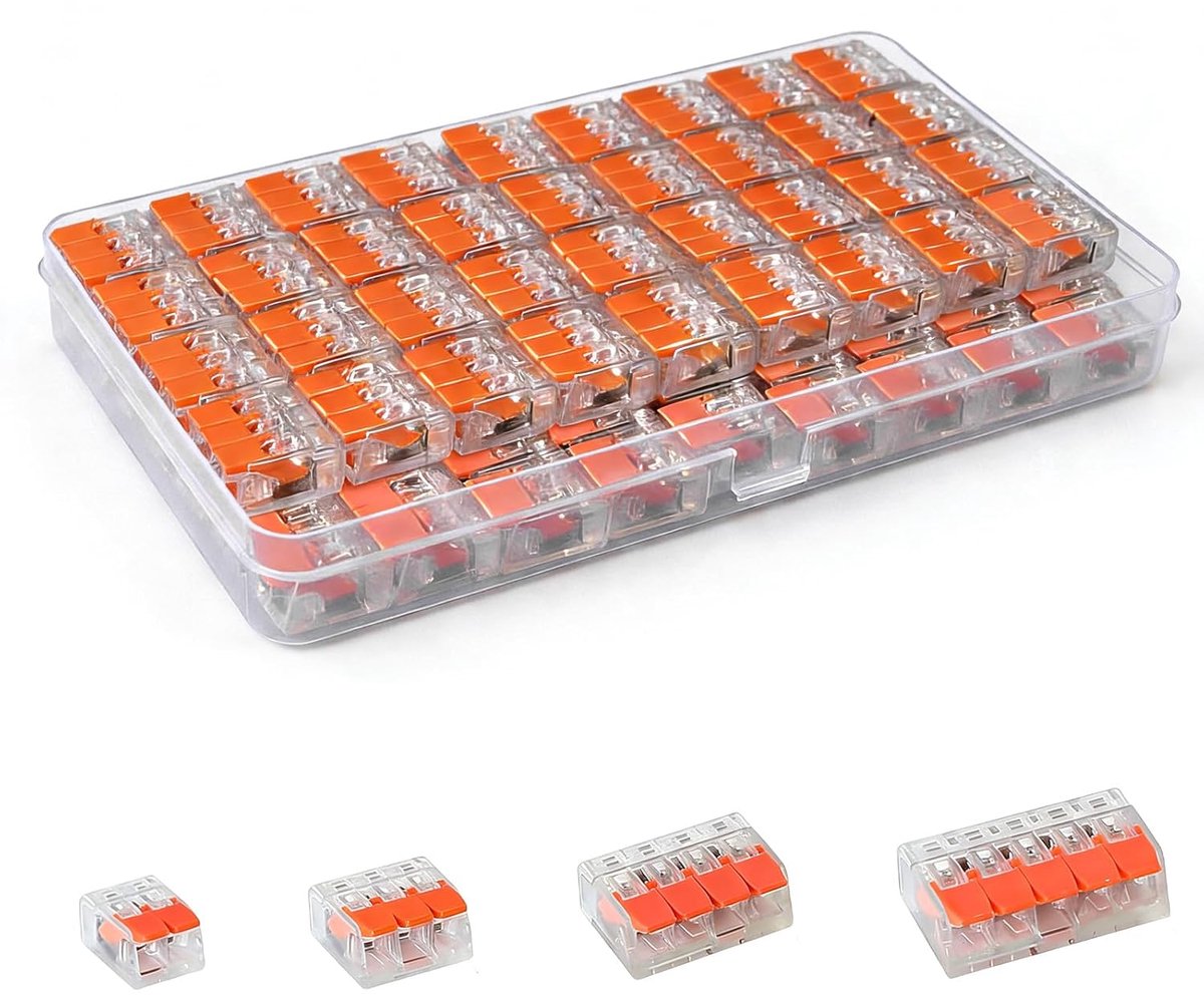80 stuks set kabelverbinders, transparante drukklemmen, voor 2/3/4/5-polige aansluitingen en alle adertypes, voor elektrische reparaties, huishoudelijke apparaten