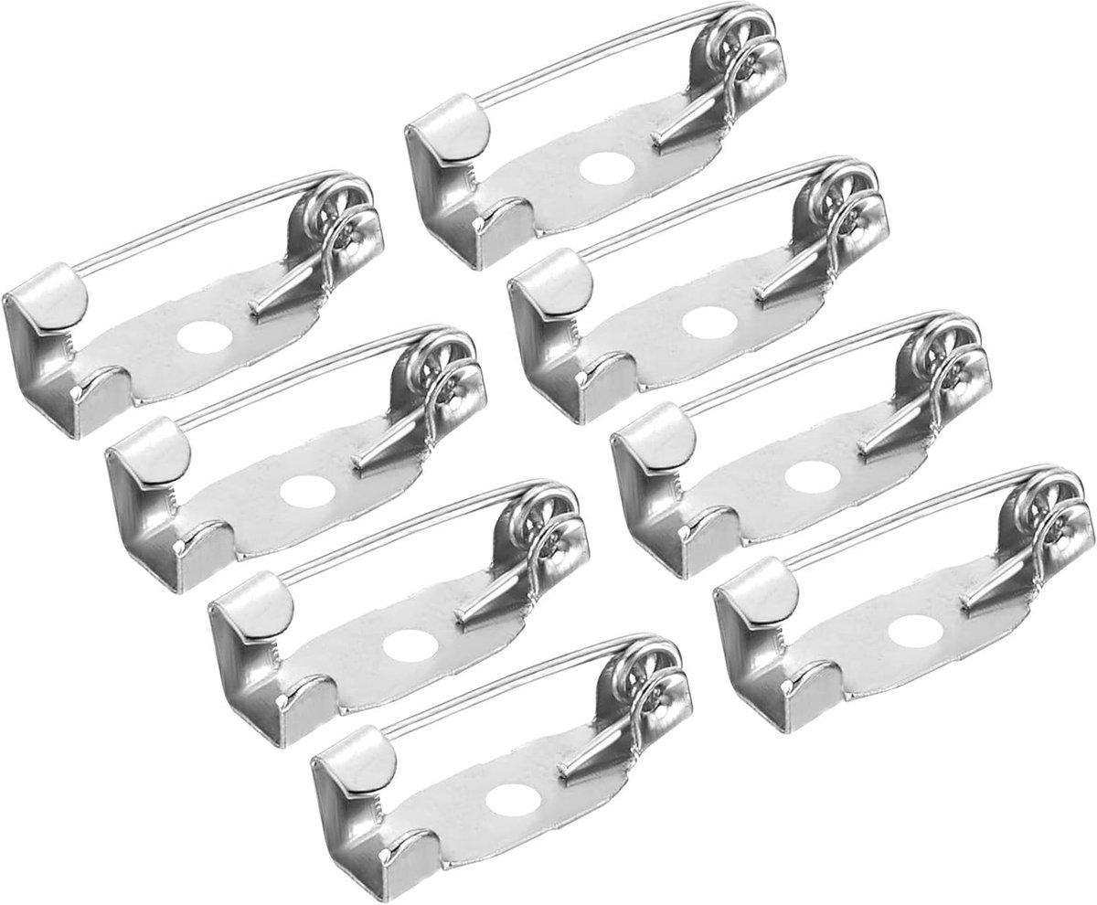 Sourcing map 100 stuks veiligheidsstangen pennen 15 mm broches sluiting naaldrug voor identiteitskaarten naamkaarten tags DIY handwerk zilver wit