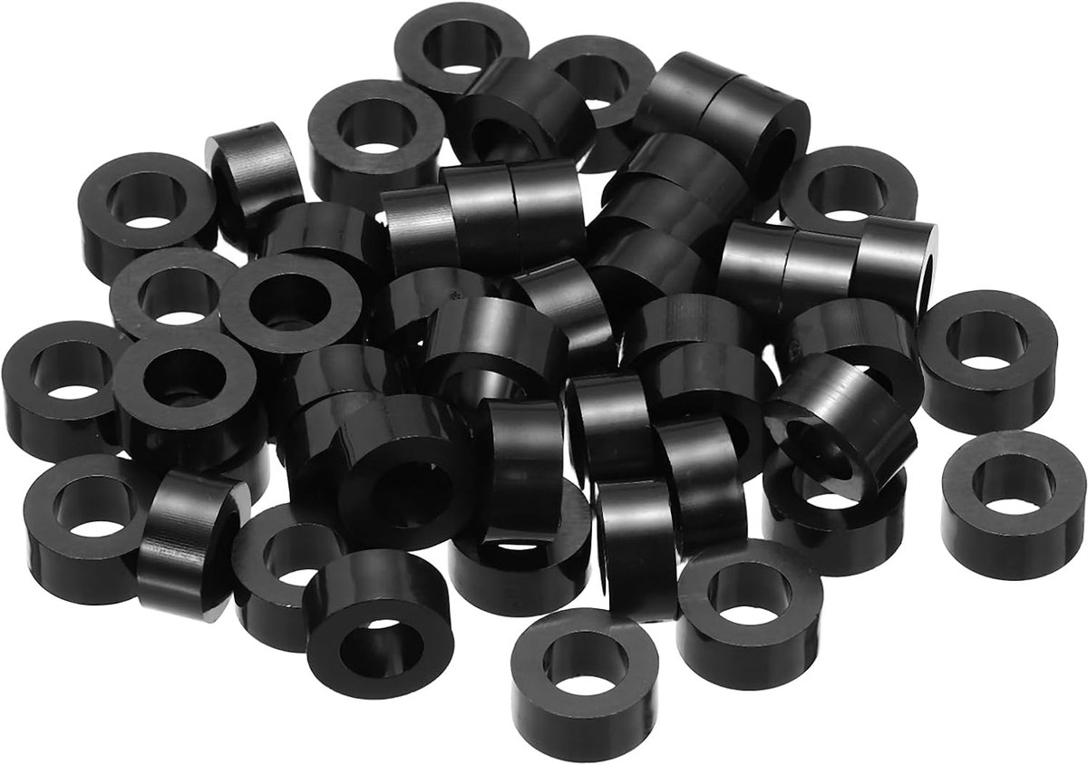 120 Stks M4 ABS Spacers M6 x 11mm OD x 5mm L Plastic Ronde Spacer Washers Zwart Standoff Moer Onschroefdraad voor Schroeven Bouten Elektrische Outlet