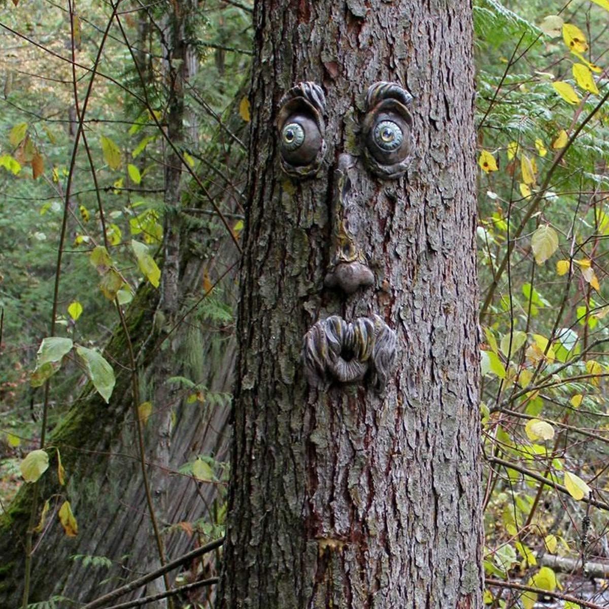 3D oude man boom gezicht tuin kunst, grillige boom gezicht tuin decoratie (C)