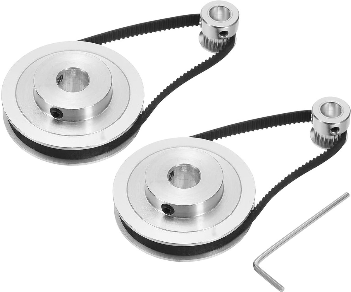 2 sets GT-2 synchrone wiel 20 & 80 tanden 8 & 12 mm gat, tandriemschijf aluminiumlegering met 2 stuks lengte 250 mm breedte 6 mm riem voor 3D-printer, CNC-machine (20-80T-8&12B-6)