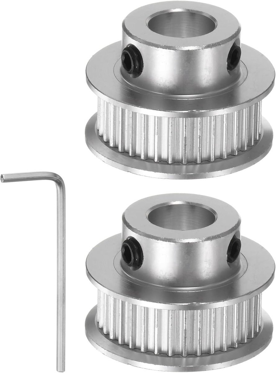 Sourcing map 2 stuks 2GT katrol 36 tanden 8 mm boring 25 mm diameter. Aluminium tandriem met 2 mm zeskantige sleutel voor 6 mm brede riem 3D-printer CNC machine accessoires zilverkleurig