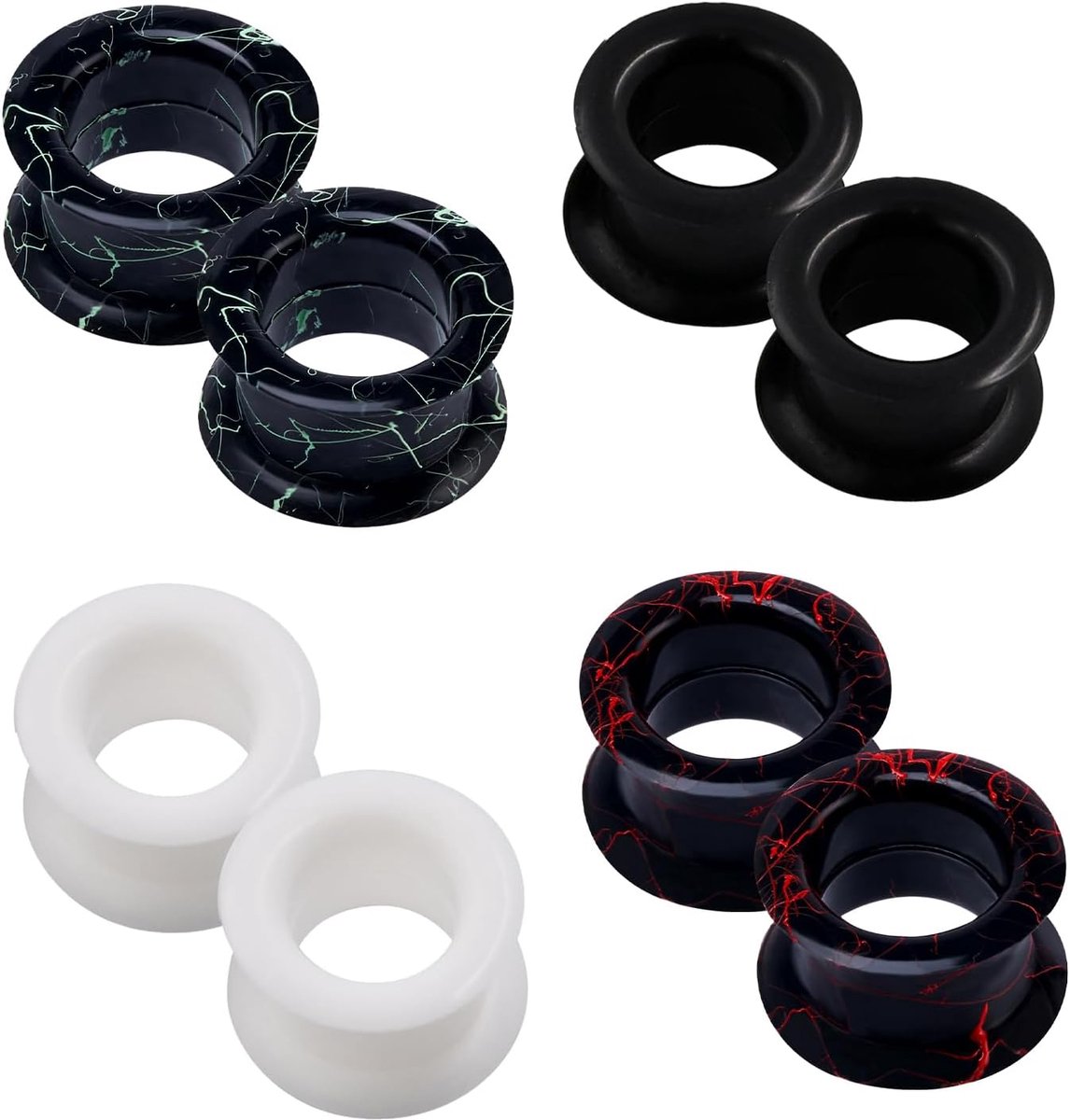 Tunnels van hard siliconen oordopjes oormessen expanderpiercing sieraad double flared 6 mm - 25 mm