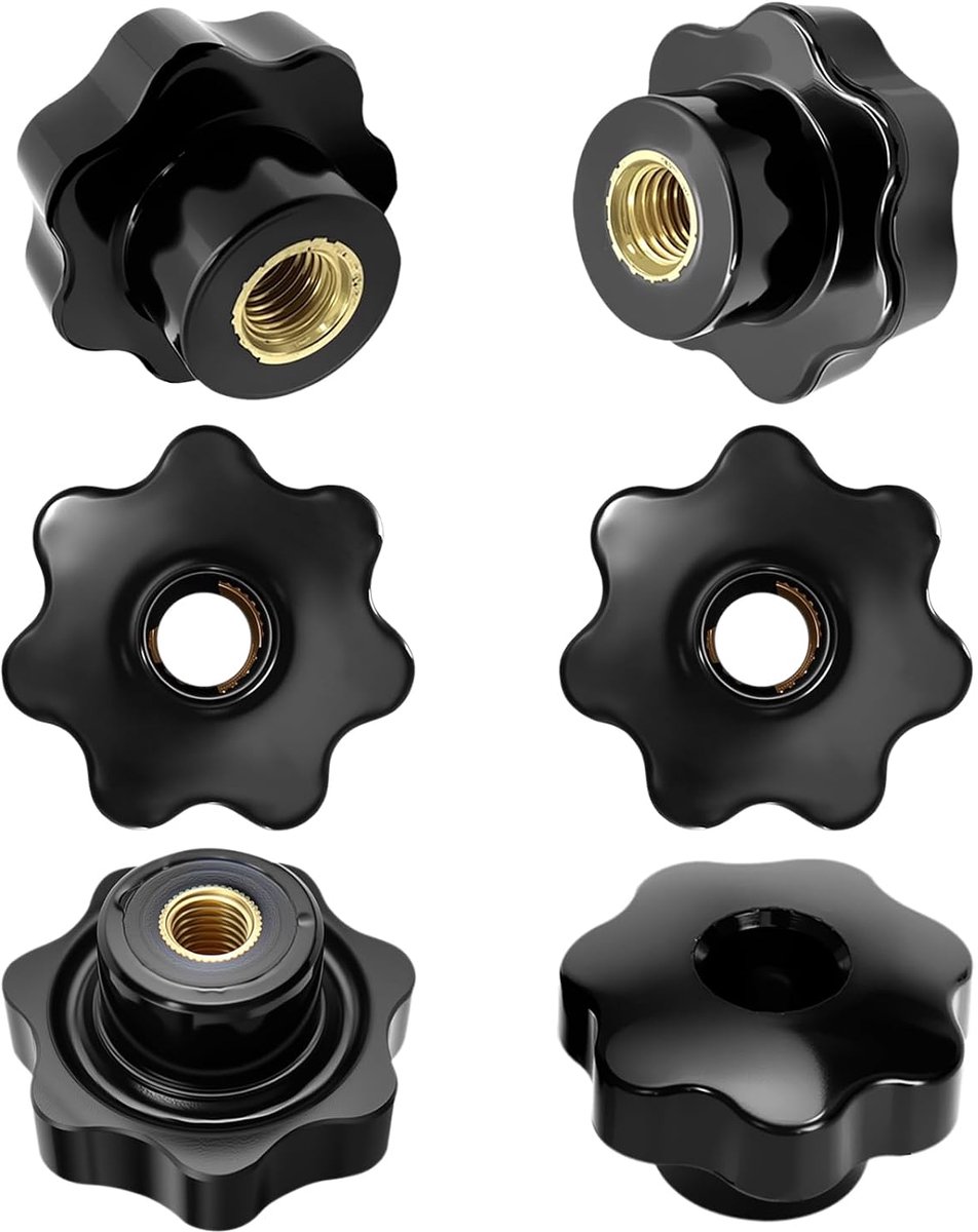 6 stuks knoopmoeren, M10 x 50 mm, draaiknop met karteldraad, holle kopschroeven voor machines en apparaten, meubels, gereedschapsmachines, fitnessapparaten