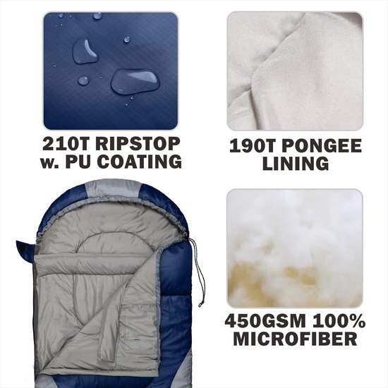 Winter Slaapzak - Kampeerzak - Buiten slapen - Waterdicht ontwerp - XL formaat - Marineblauw — afbeelding 2