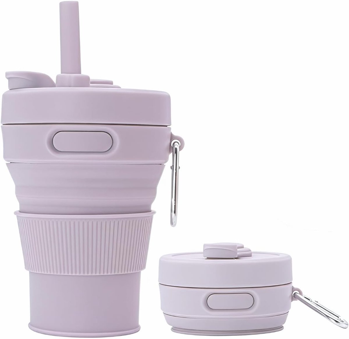 koffiemok inklapbare bekers voor kamperen vouwen reizen met rietje herbruikbare draagbare drinkbekers buiten wandelen 450 ml (Paars-450 ml, 1)