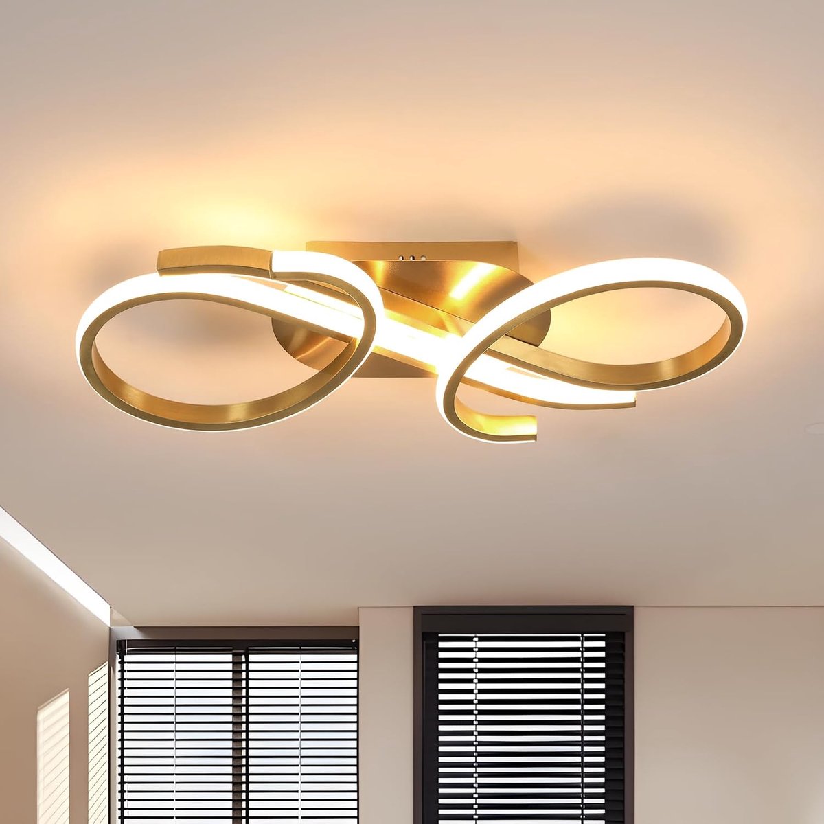 Plafondlamp LED, 3000K warm witte plafondlamp modern goud, 36W Creatieve van aluminium voor keuken, woonkamer, gang, slaapkamer, balkon