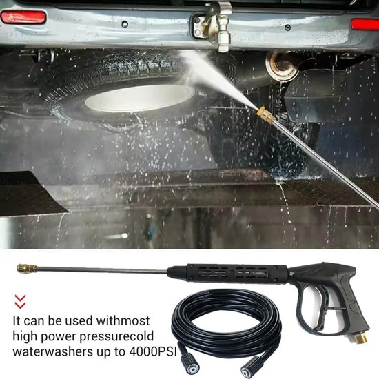Hogedruk-waterpistool, hydro-reinigingspistool, 4000 psi, met reservestaafverlenging, 5 mondstukken, slang + 8 m, voor ramen, auto, thuis — afbeelding 4