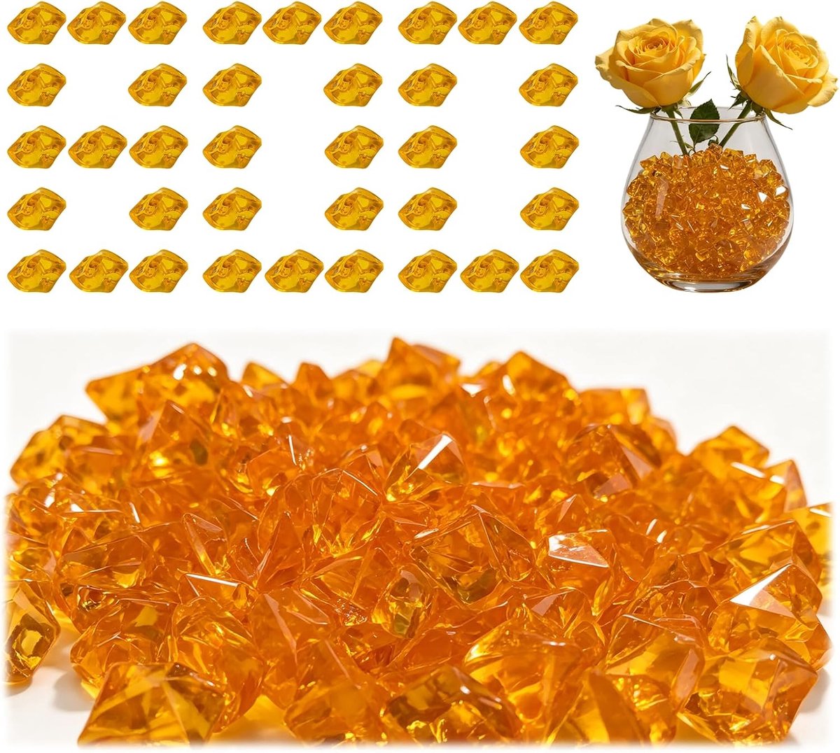 800 stuks oranje decoratieve stenen acryl decoratieve diamanten oranje mokkelstenen voor vazen party tafeldecoratie handwerk