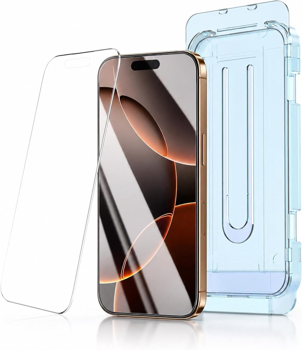 Pantserglas met anti-stof luidsprekernet voor iPhone 15/16, met montagehulp, 3 stuks