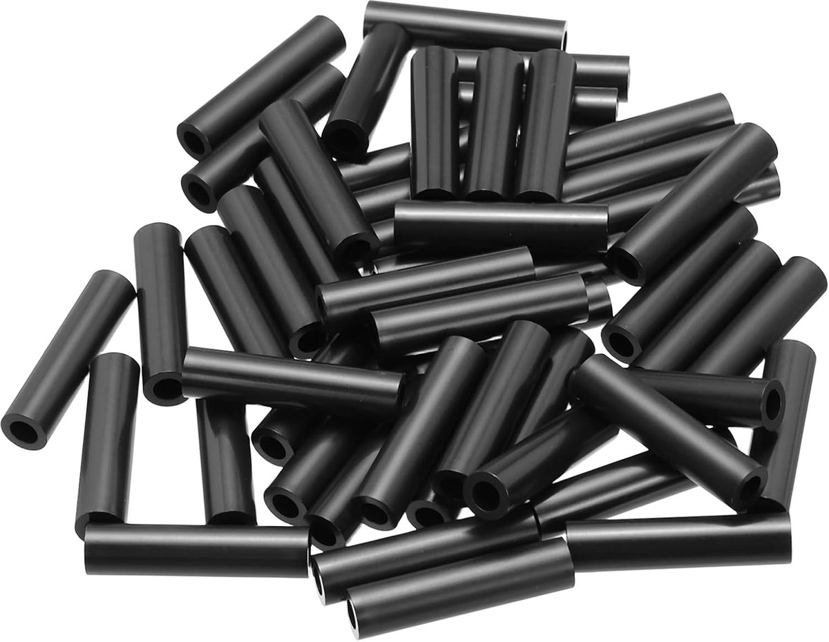 50 Stks M8 ABS Spacers 3/16 "ID x 1/4" OD x 1.2 "l Plastic Ronde Spacer Washers Zwart Standoff Moer Onschroefdraad voor M4 of 3/16 Inch Schroeven Bouten Elektrische Outlet