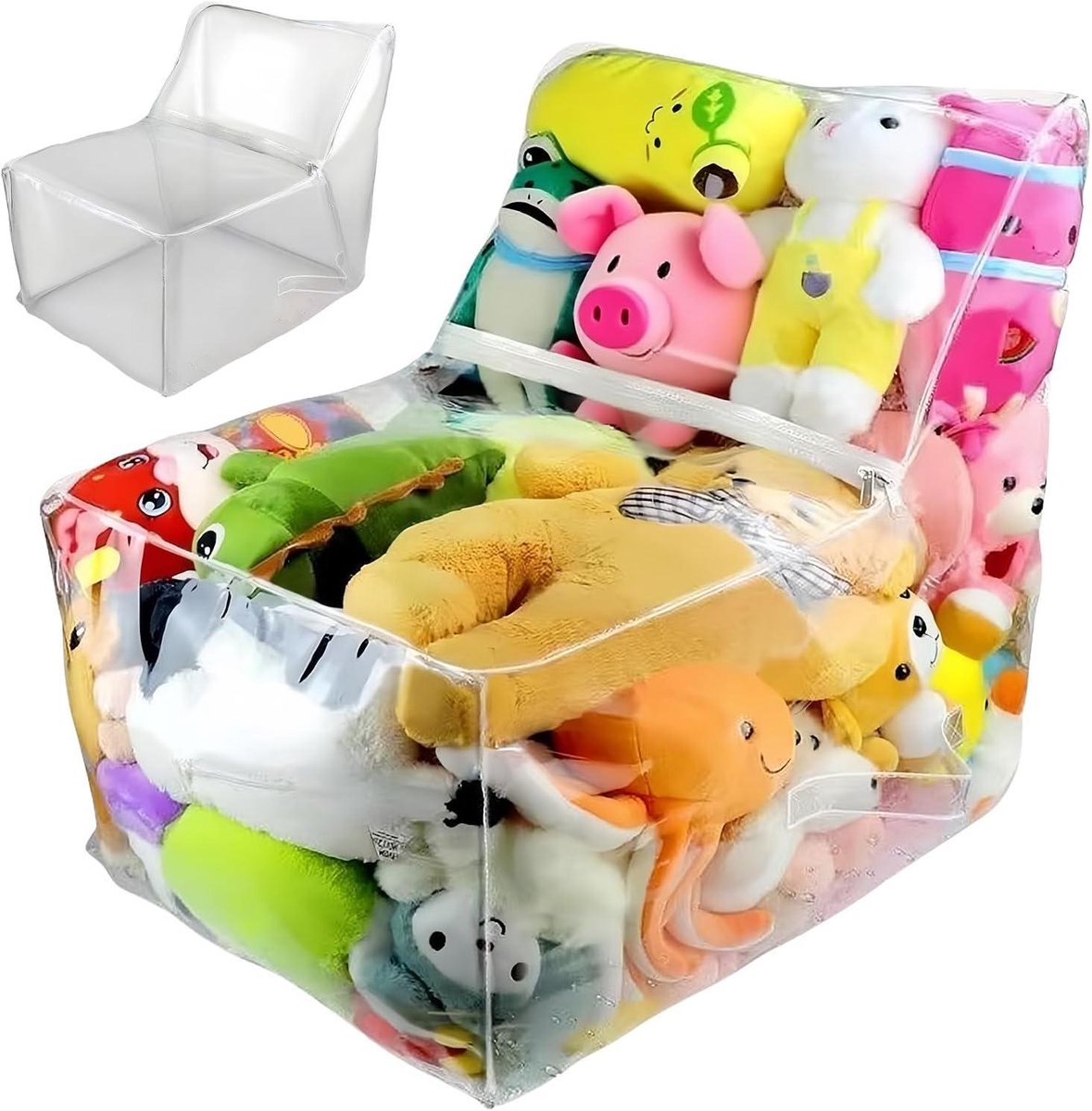 Zitzak Knuffels - Speelgoed Opberger - Speelgoed Organiseren - PVC Verzegelde Barrière - 60x60x45 cm - Transparant