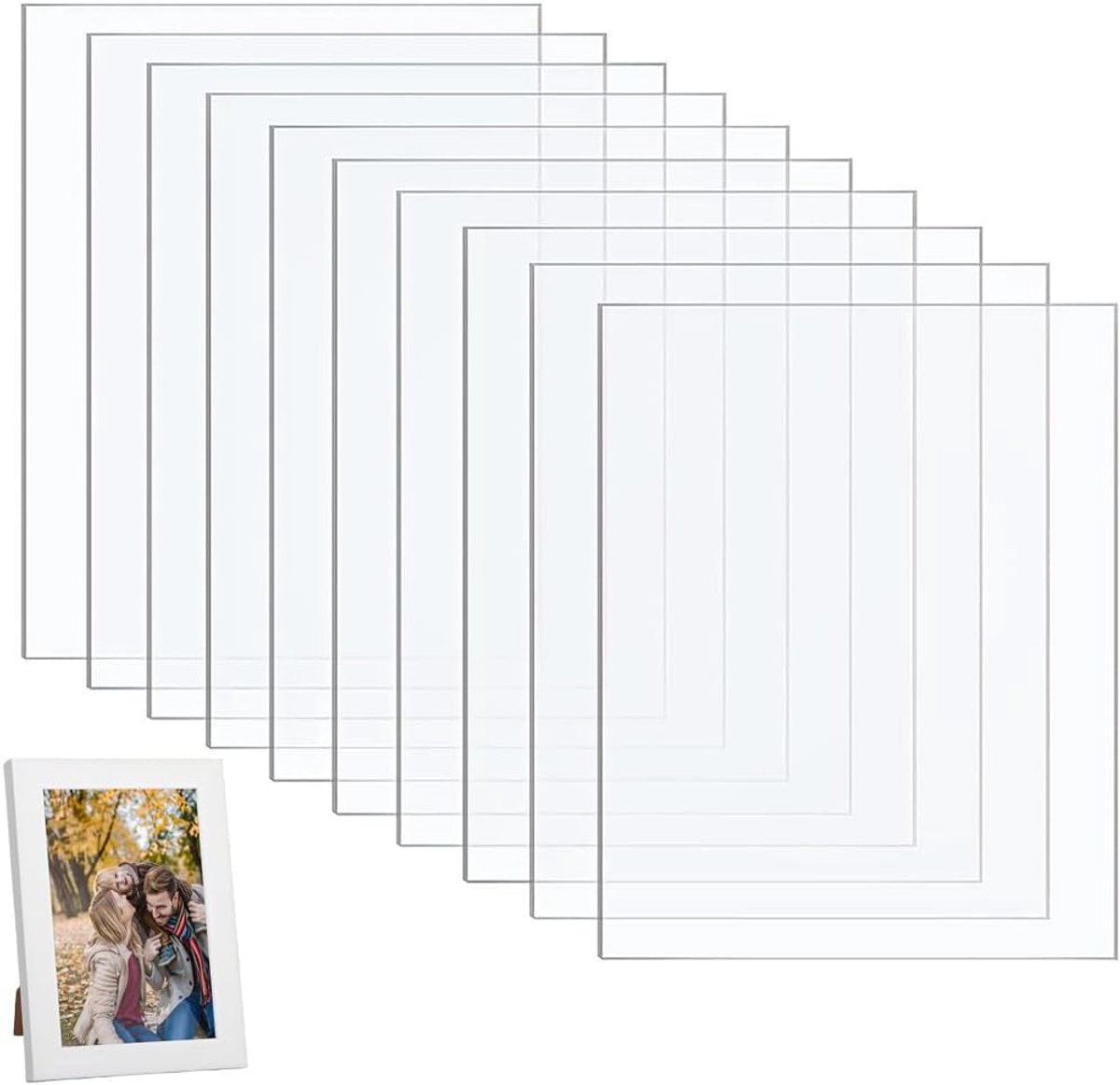 plexiglas, 10 stuks, ultrahelder, vierkant, 1 mm dik, 15 cm x 10 cm, voor fotolijsten en schilderen