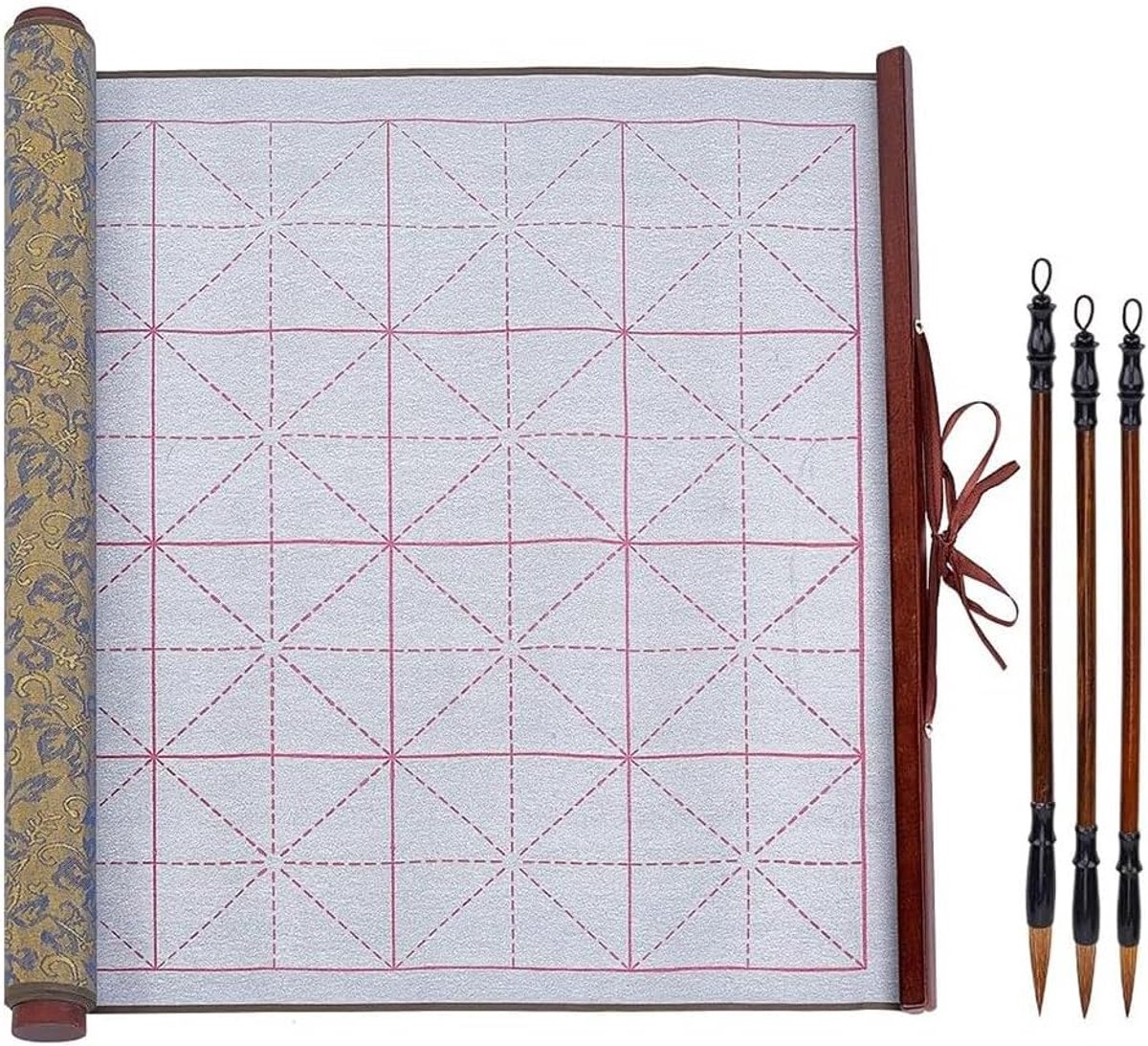 magisch waterschrijfdoek, inktloze Chinese kalligrafie-set met 3 traditionele kalligrafie-schrijfpenseelstiften, set 2