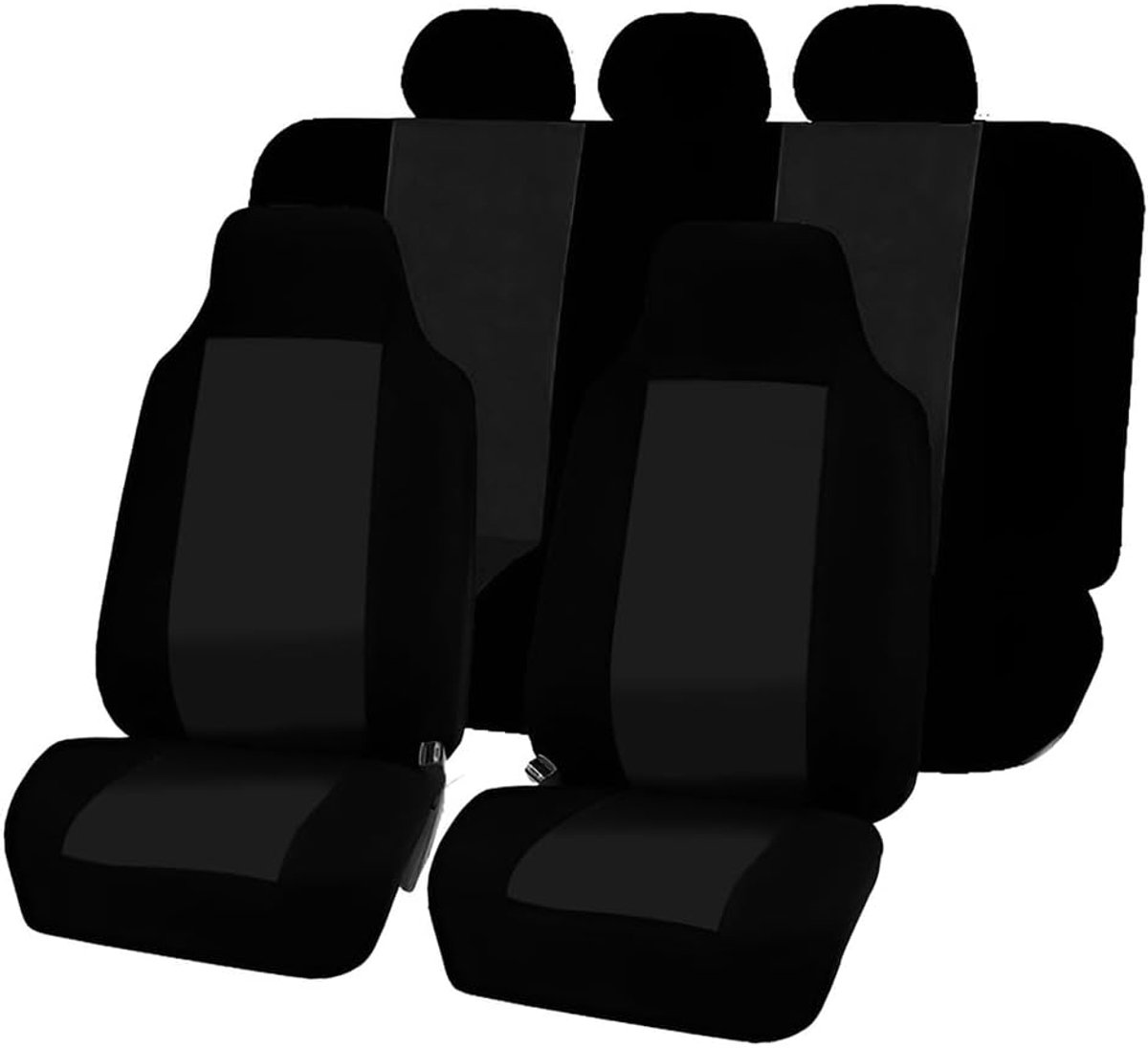 7-delige complete set autostoelhoezen voor voor- en achterzijde, universele autostoel, reliëfbescherming, auto-accessoires voor sedan bestelwagen (zwart)