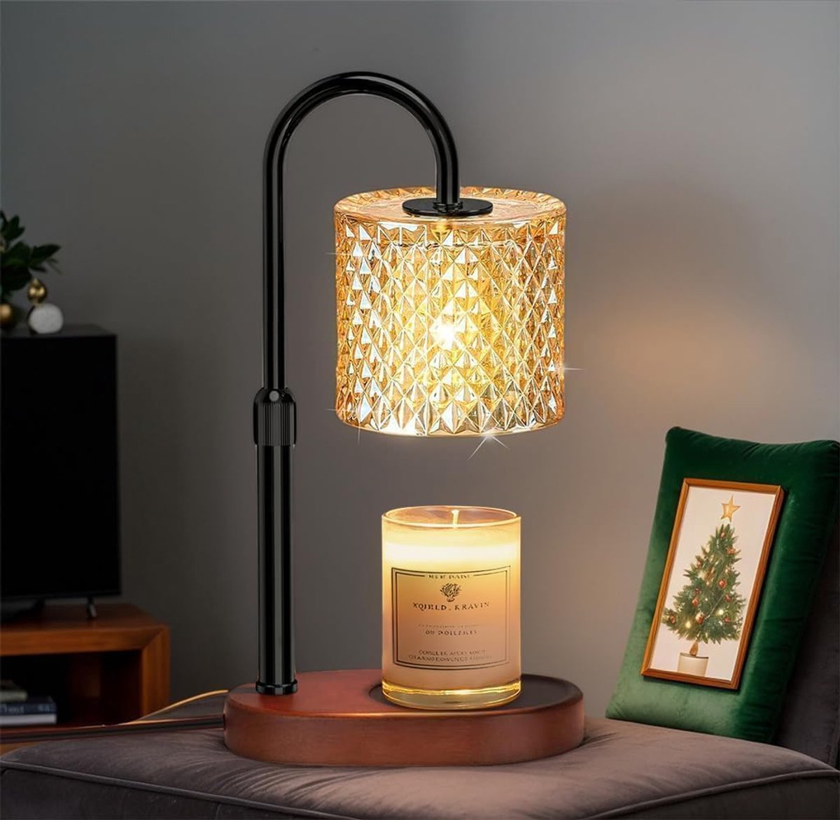 seenlast Kaarsenwarmer, lamp, met timer en dimmer, vintage kaarswarmer, elektrische kaarswarmer voor geurkaarsen in glas, thuis, slaapkamer, decoratie