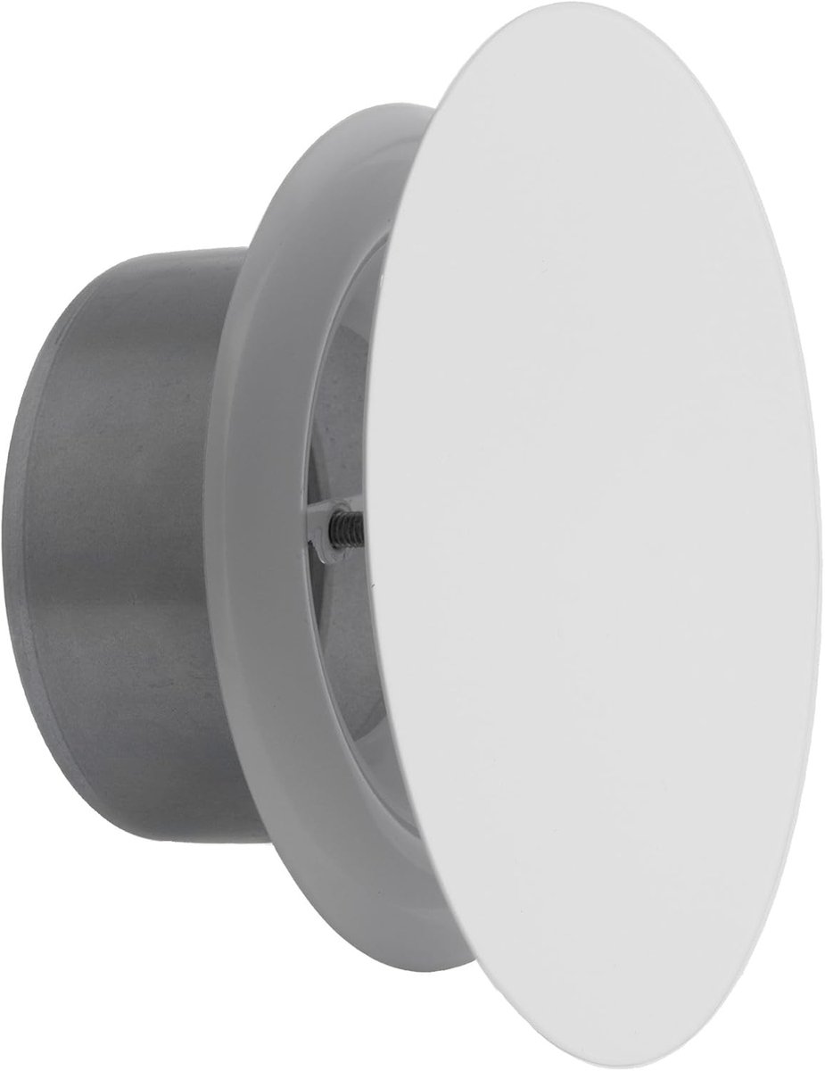 Ventilatieventiel 100 mm – Verstelbaar Ventilatierooster voor Toevoer- en Afvoerlucht – Stalen Rond Luchtventiel voor Muur- en Plafondmontage, Wit