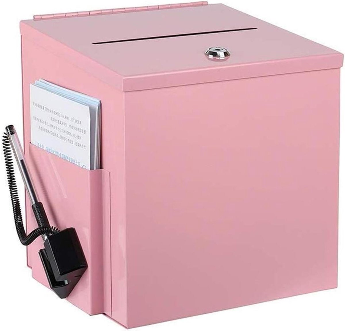Suggestiedoos met slot - Opmerkingenbox brievenbus - Anonieme feedback - Muurbevestiging mogelijk - 3000 Gram - Roze