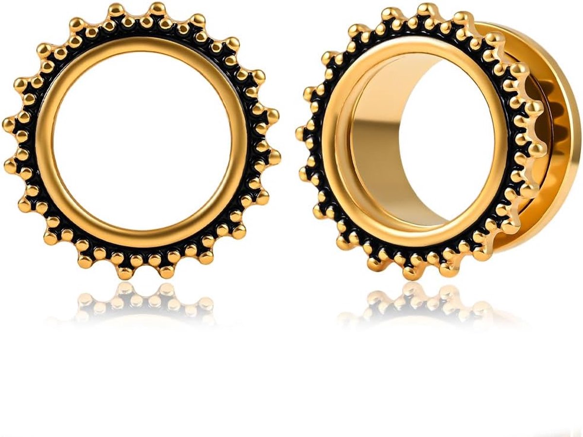 Oortunnel, oorstretcher, roestvrij staal, expander voor mannen en vrouwen, 6 mm tot 16 mm