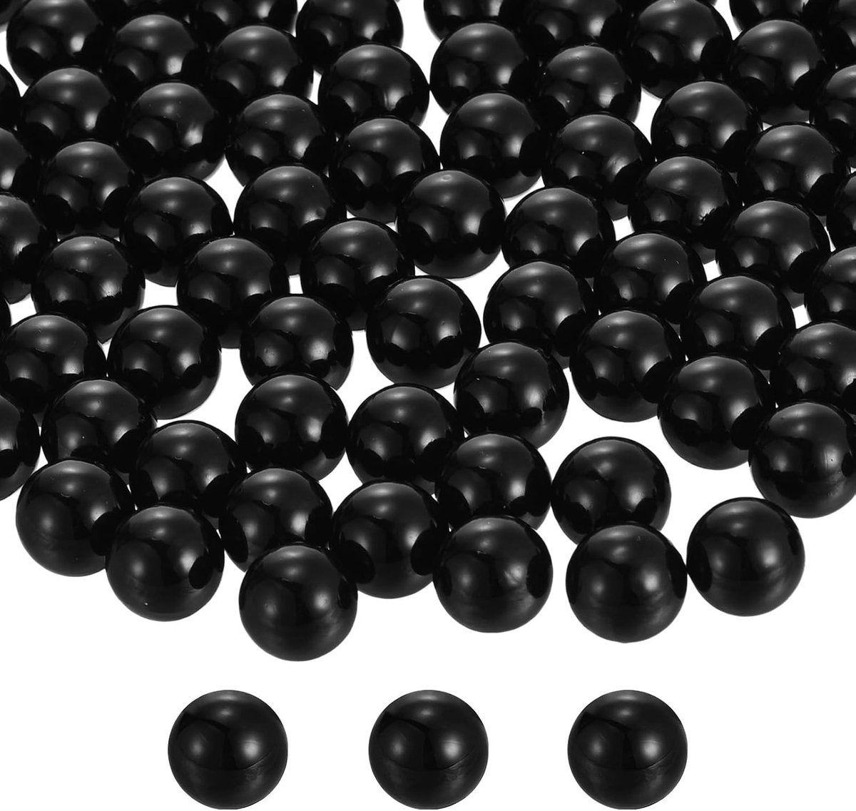 210 stuks 14 mm zwarte kralen, ABS kunstparels, vazenvuller, 300 g, ornamentvulling voor knutselen, middenstukken, sieraden, aquariumdecoratie