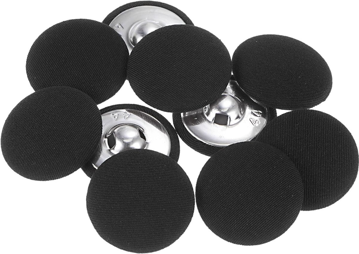 Knopen 28 mm rond met metalen schacht voor kleding, overhemden, blouses, zwart