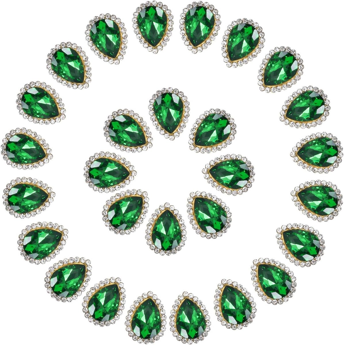 1,3 cm Naaien op strass steentjes, 50 stuks traandruppel kristallen steentjes puntrug edelstenen metalen platte achterkant voor ambachtelijke schoenen kleding oorbel riem naaien decoratie