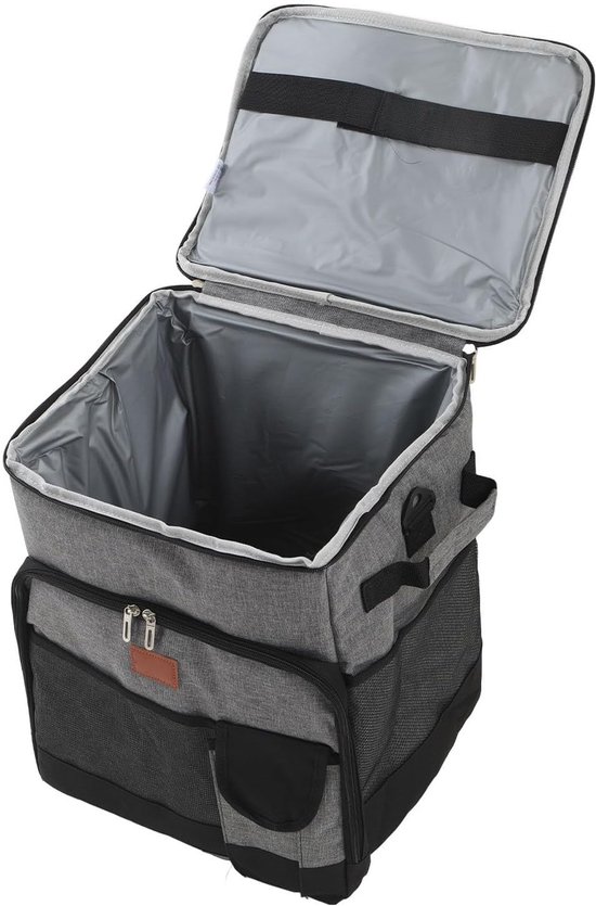 Koeltas op wielen - Grote trolley - Buitenactiviteiten opslag - Waterdicht en lekvrij - 35 liter capaciteit - Grijs — afbeelding 3
