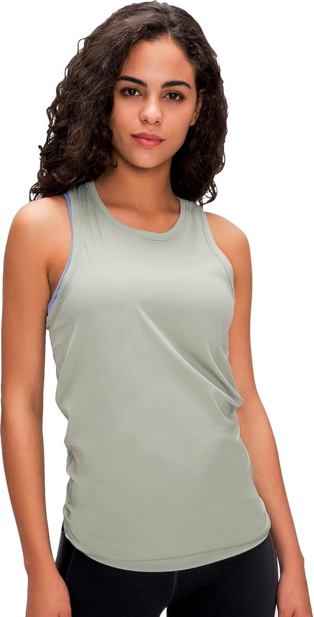 Tanktop voor dames, sporttops, zomer, workout, crossback, loopshirt, mouwloos, bovenstuk, ademend, shirt voor yoga, fitness, gym, training, verpakking van 3 stuks, lichtgroen, M
