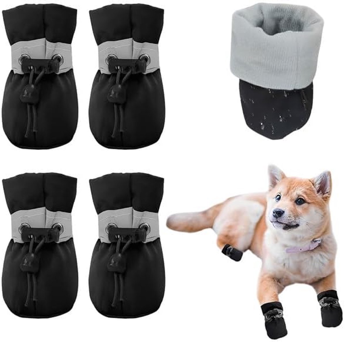 Schoenen M, anti-slip pootbescherming hond outdoor, verstelbaar, wasbaar, voor middelgrote honden 20-25 kg, lente-zomer