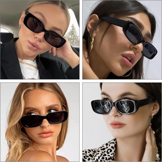 10 stuks klassieke vintage brillen, rechthoekige zonnebril, UV-bescherming, zwarte zonnebrillen voor zomer- en strandfeesten, verjaardagsfeestjes voor vrouwen en mannen — afbeelding 4