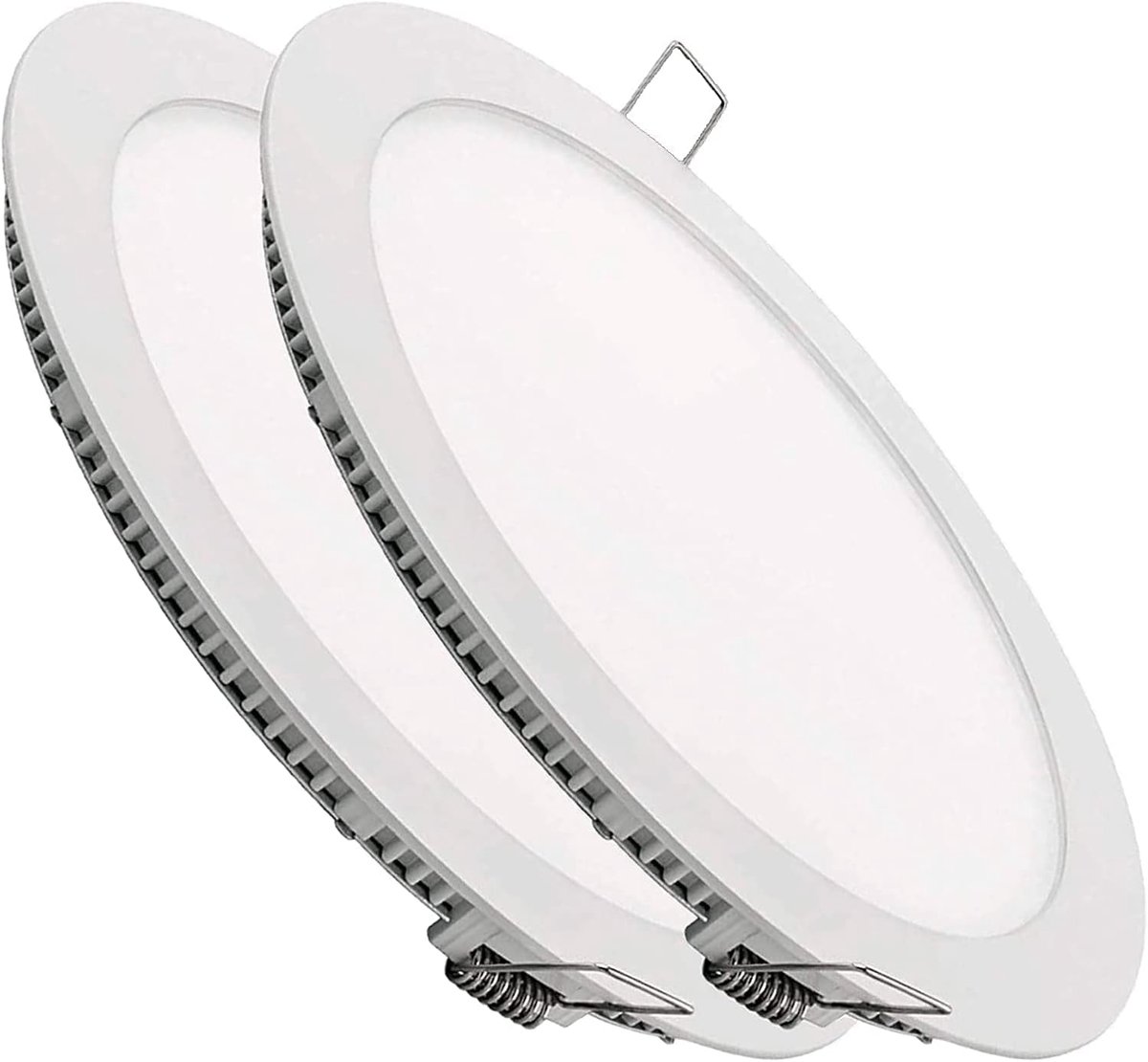 LED-paneel, rond, smal, 20 W, 6000 K, set van 2, efficiënte en diffuse verlichting, ideaal voor kantoren en thuis.