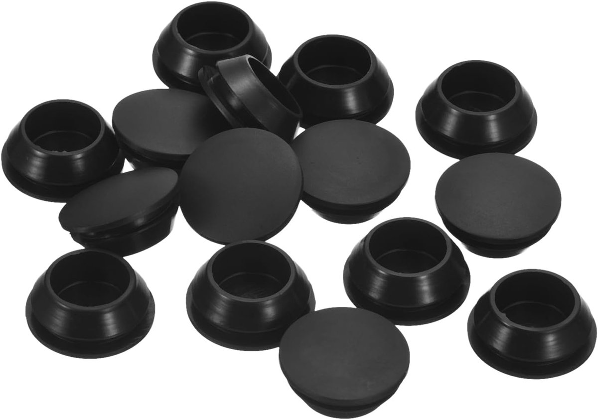 25 stuks siliconen stop, ronde rubberen stoppen voor gatdiameter 18-19 mm, waterdichte metalen stop, eindkappen voor meubels, zwart