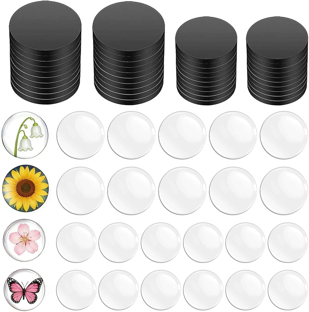 Magneten, inclusief 50 stuks 25 mm 28 mm ronde magneetschijven en 50 stuks 25 mm 30 mm koelkastmagneten glazen magneten voor koelkast, kantoor, whiteboard