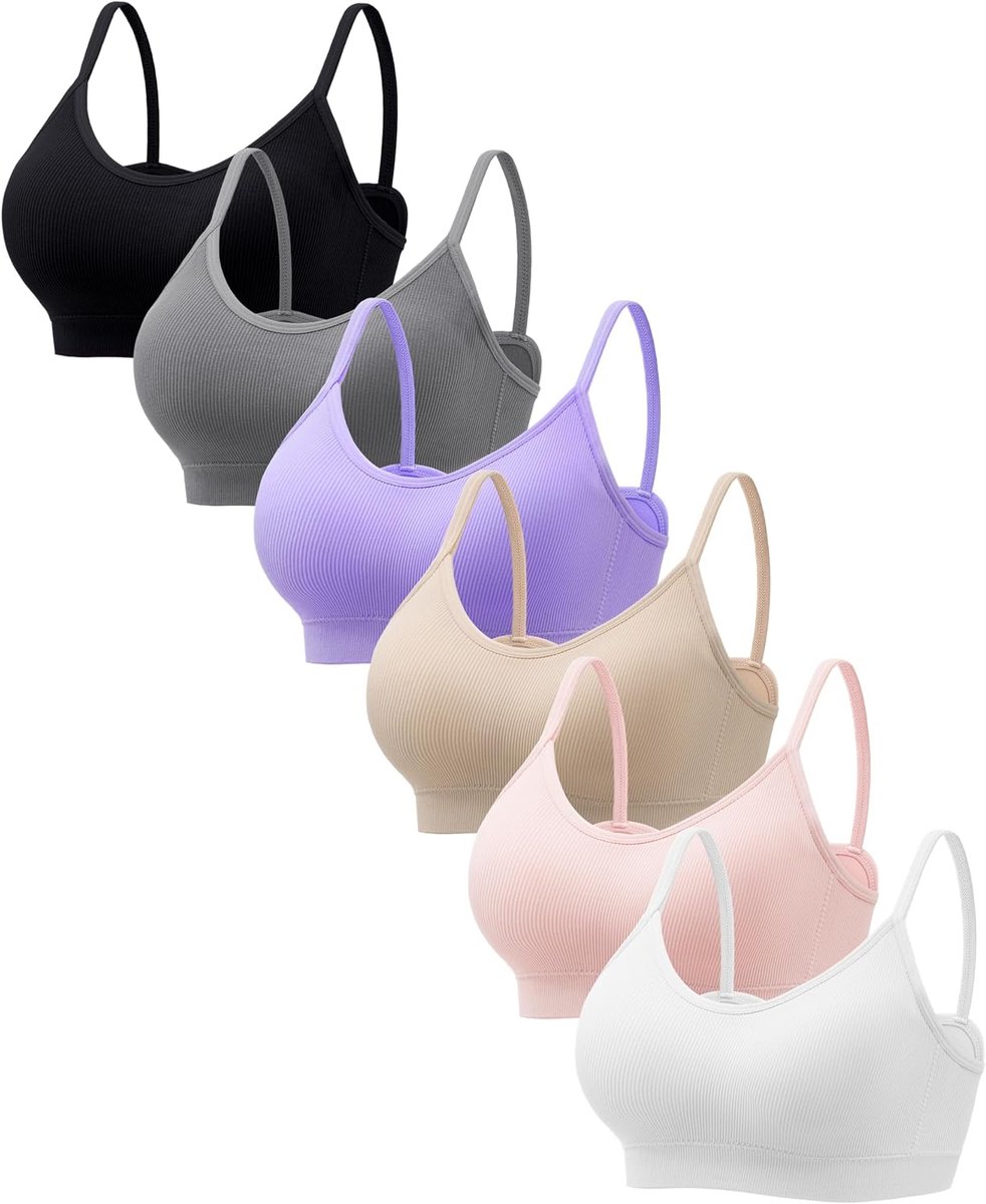 6 stuks beha zonder beugel voor dames, tanktop, V-hals, bralette, naadloze bralettes, T-shirt-beha's