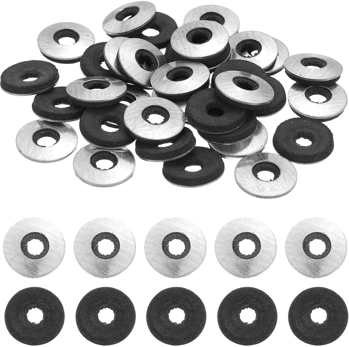 110 stuks koolstofstaal afdichtingsschijven met neopreen rubberen schijven, M6,3 x 16 mm, EPDM afdichtringen, set voor Spenglerschroeven, boorschroeven, plaatschroeven